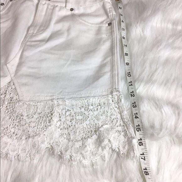 McQ by Alexander McQueen Denim Mini Skirt White Short Hybird Lace Size IT 38 - Picture 5 of 8
